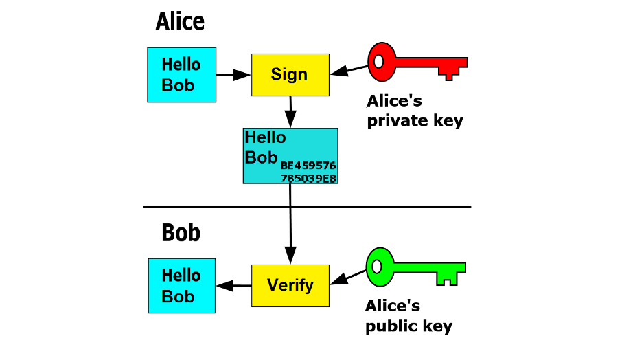 Digital signatures using public-private key pair